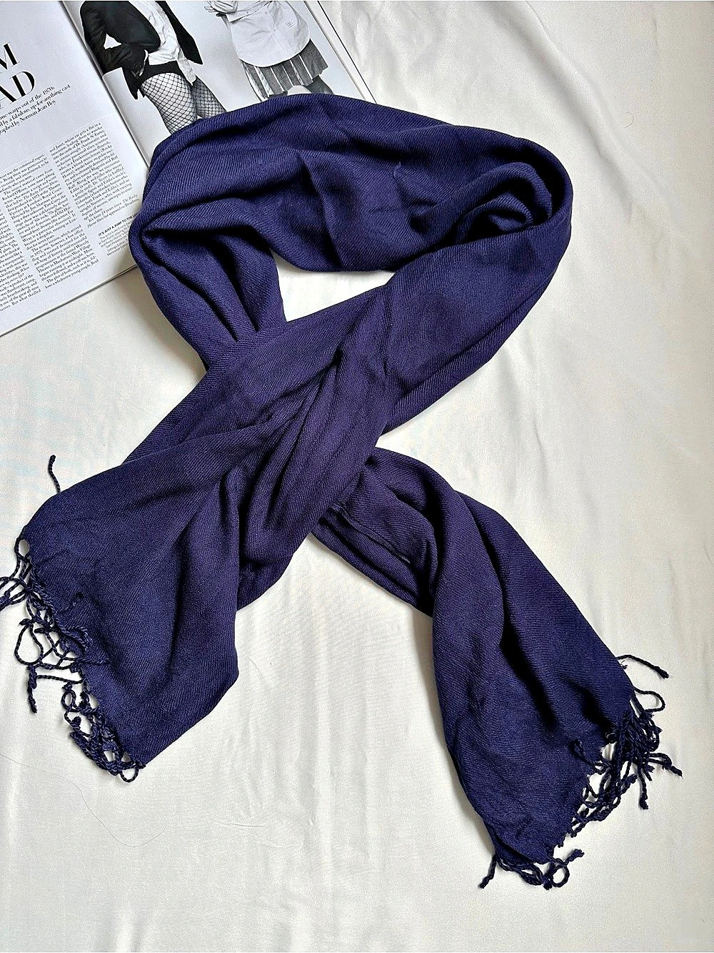 3/25Purple ( Dark blue ) Fringe Scarf